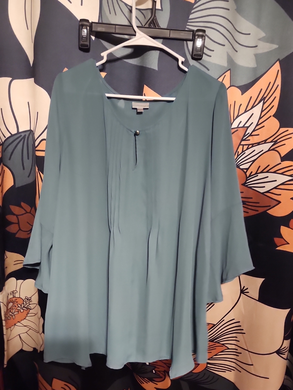 Avenue Teal Flowing Tunic Top